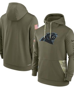 Carolina Panthers 2022 Salute to Service Therma Performance Pullover Men Hoodie - Olive