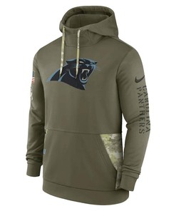Carolina Panthers 2022 Salute to Service Therma Performance Pullover Men Hoodie - Olive