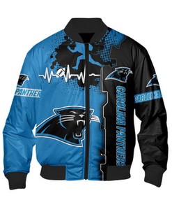 Carolina Panthers Bomber jacket graphic heart ECG line