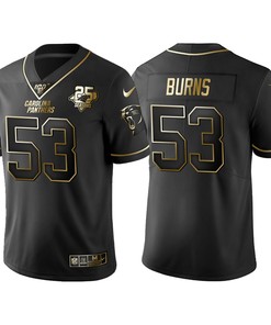 Carolina Panthers Brian Burns 25th Anniversary Black Gold Logo Jersey