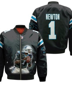 Carolina Panthers Cam Newton 1 NFL Legendary Captain Leader Black Gift For Panthers Fans Bomber Jacket