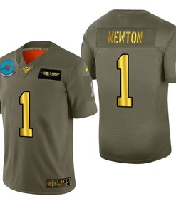 Carolina Panthers Cam Newton 2019 Salute To Service Nfl 100 Mens Jersey Metallic