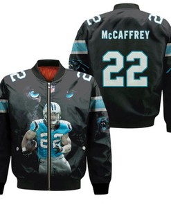 Carolina Panthers Christian McCaffrey 22 NFL Legends Black Gift For Panthers Fans Bomber Jacket
