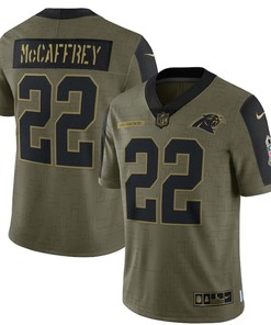 Carolina Panthers Christian Mccaffrey 22 Nfl Olive 2021 Salute To Service Player Men Jersey For Panthers Fans