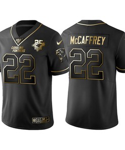 Carolina Panthers Christian Mccaffrey 25th Anniversary Black Gold Logo Jersey