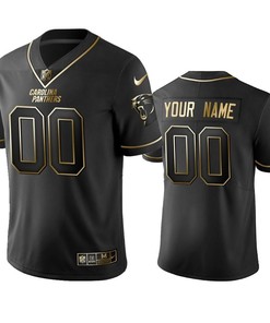 Carolina Panthers Custom Black Golden Brandedition Nfl 100 Year Anniversary Mens Jersey