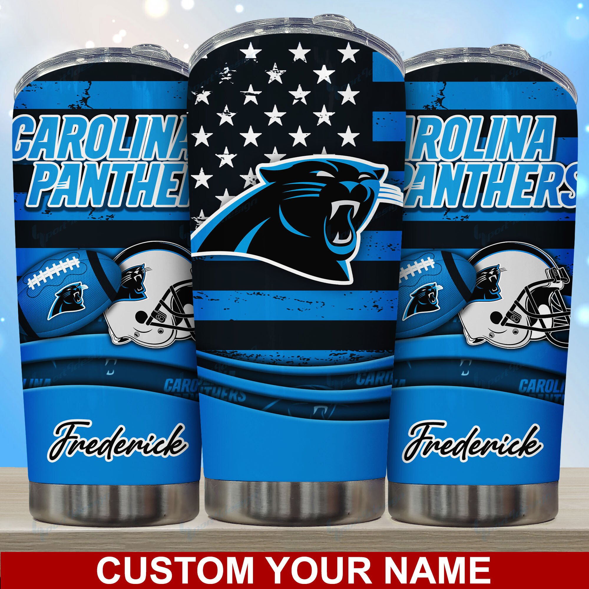 Carolina Panthers Custom Name Tumbler Limited Edition