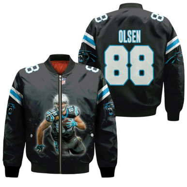 Carolina Panthers Greg Olsen 88 NFL Legendary Captain Black Gift For Panthers Fans Bomber Jacket