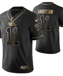 Carolina Panthers Robby Anderson 11 2021 Nfl Golden Brandedition Black Jersey Gift For Panthers Fans