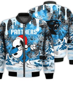 Carolina Panthers Snoopy Dabbing The Peanuts Sports Football American Christmas Dripping Matching Gifts Unisex 3D Bomber Jacket