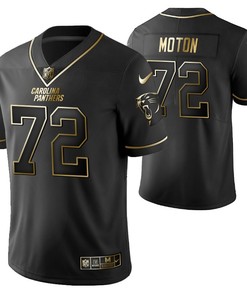 Carolina Panthers Taylor Moton 72 2021 Nfl Golden Brandedition Black Jersey Gift For Panthers Fans