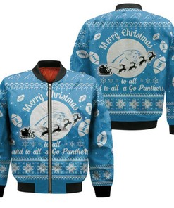Carolina Panthers To All And To All A Go Panthers Ugly Christmas Festive Gift For Carolina Panthers Fans Bomber Jacket