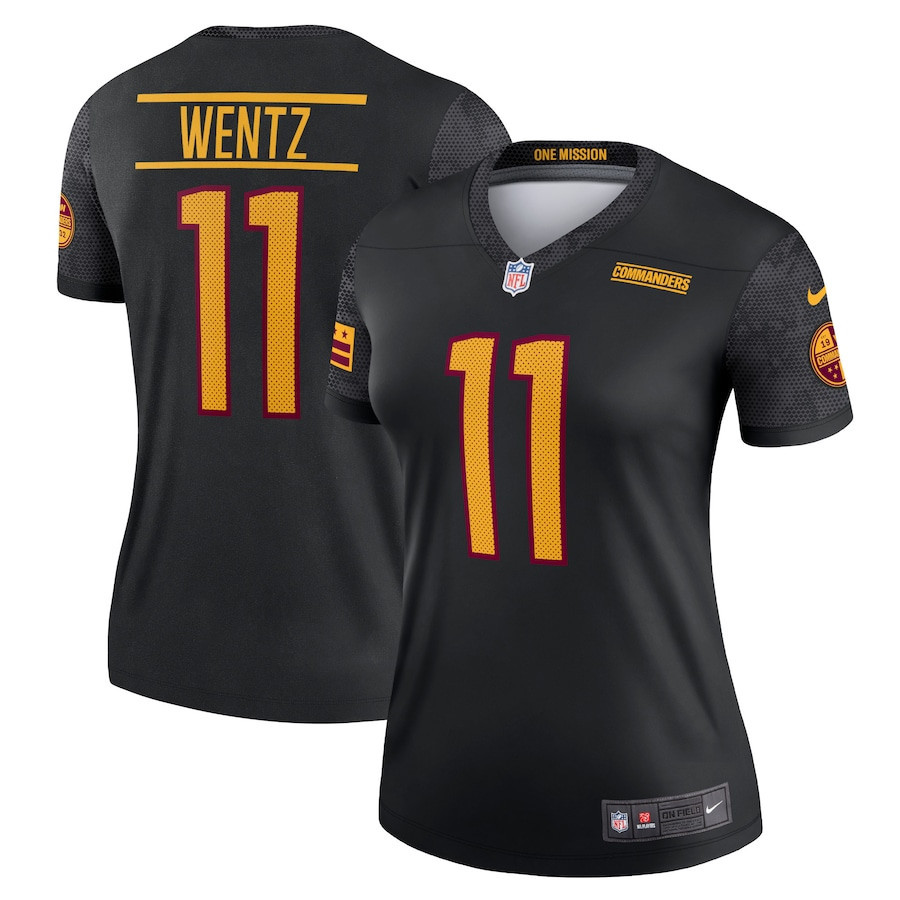 Carson Wentz 11 Washington Commanders Women's Alternate Legend Jersey - Black - Bluefink