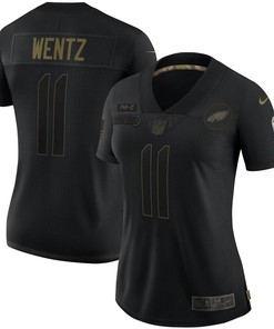 Carson Wentz Philadelphia Eagles Womens 2020 Salute To Service Limited Jersey - Black