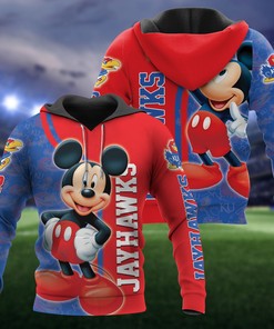 Cartoon Character Mickey Hoodie NCAA Kansas Jayhawks 3D All Over Print Hoodie
