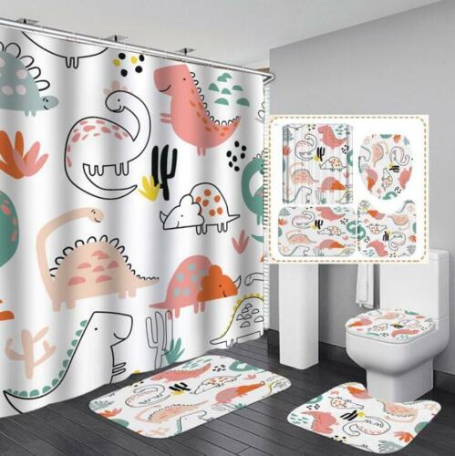 Cartoon Dinosaur Mat Bathrooms 3D Shower Curtain for a Fun Kids' Bathroom