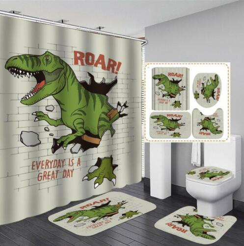 Cartoon Dinosaur Waterproof 3D Shower Curtain for a Playful Kids' Bathroom