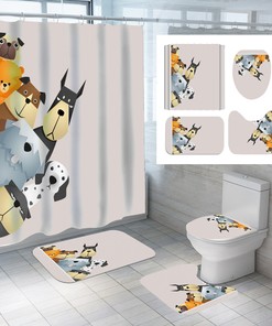 Cartoon Dog Animal Print 3D Shower Curtain for Dog Lovers