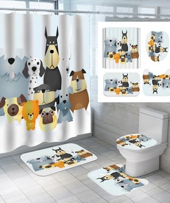Cartoon Dog Animal Print 3D Shower Curtain for a Cute Bathroom Decor