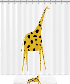 Cartoon Giraffe Waterproof Shower Curtain for Playful Bathroom Decor