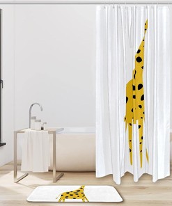 Cartoon Giraffe Waterproof Shower Curtain for Playful Bathroom Decor