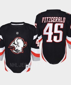 Casey Fitzgerald 45 Buffalo Sabres 2022-23 Goathead Third Player Youth Jersey Black
