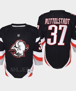 Casey Mittelstadt 37 Buffalo Sabres 2022-23 Goathead Third Player Youth Jersey Black