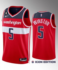 Cassius Winston 5 Washington Wizards 2022-23 Icon Edition Red Men Jersey