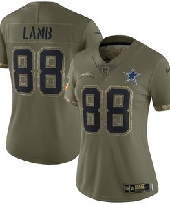 CeeDee Lamb 88 Dallas Cowboys Women's 2022 Salute To Service Limited Jersey - Olive