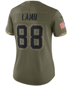 CeeDee Lamb 88 Dallas Cowboys Women's 2022 Salute To Service Limited Jersey - Olive