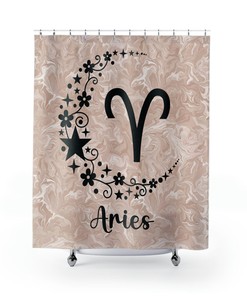 Celestial Astrological Decor Shower Curtain to Celebrate Aries Birthday Zodiac Sign
