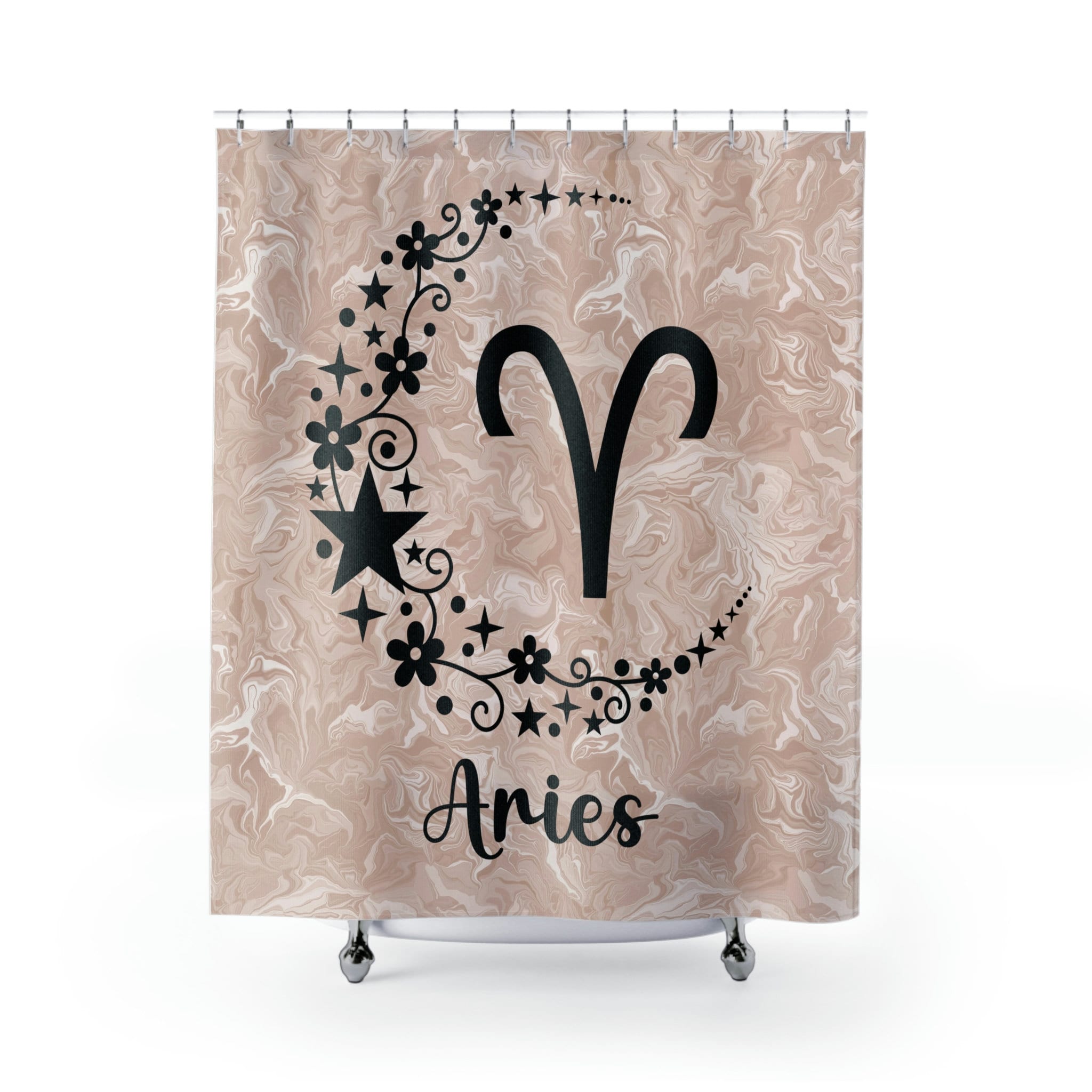 Celestial Astrological Decor Shower Curtain to Celebrate Aries Birthday Zodiac Sign