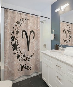 Celestial Astrological Decor Shower Curtain to Celebrate Aries Birthday Zodiac Sign