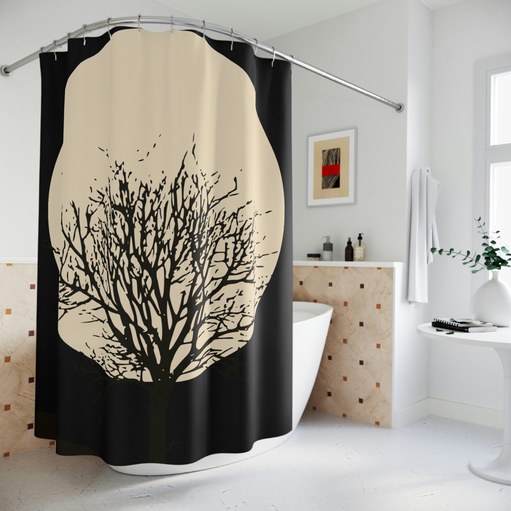 Celestial Boho Moon Shower Curtain for Chic Bathroom Decor