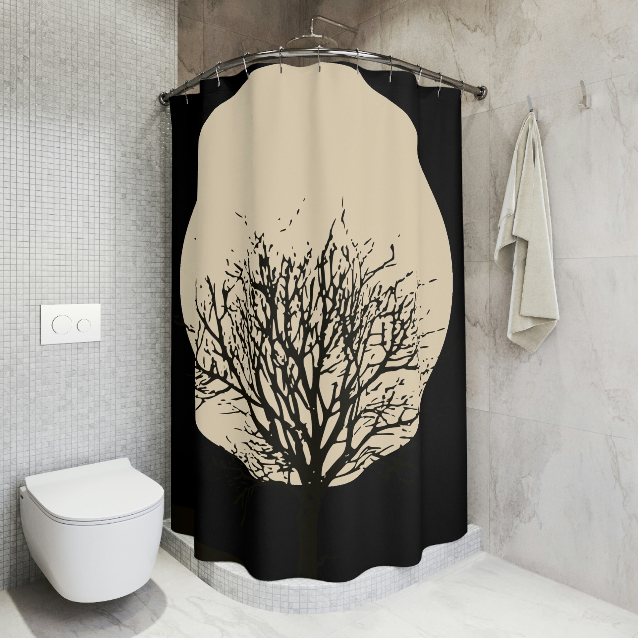 Celestial Boho Moon Shower Curtain for Chic Bathroom Decor