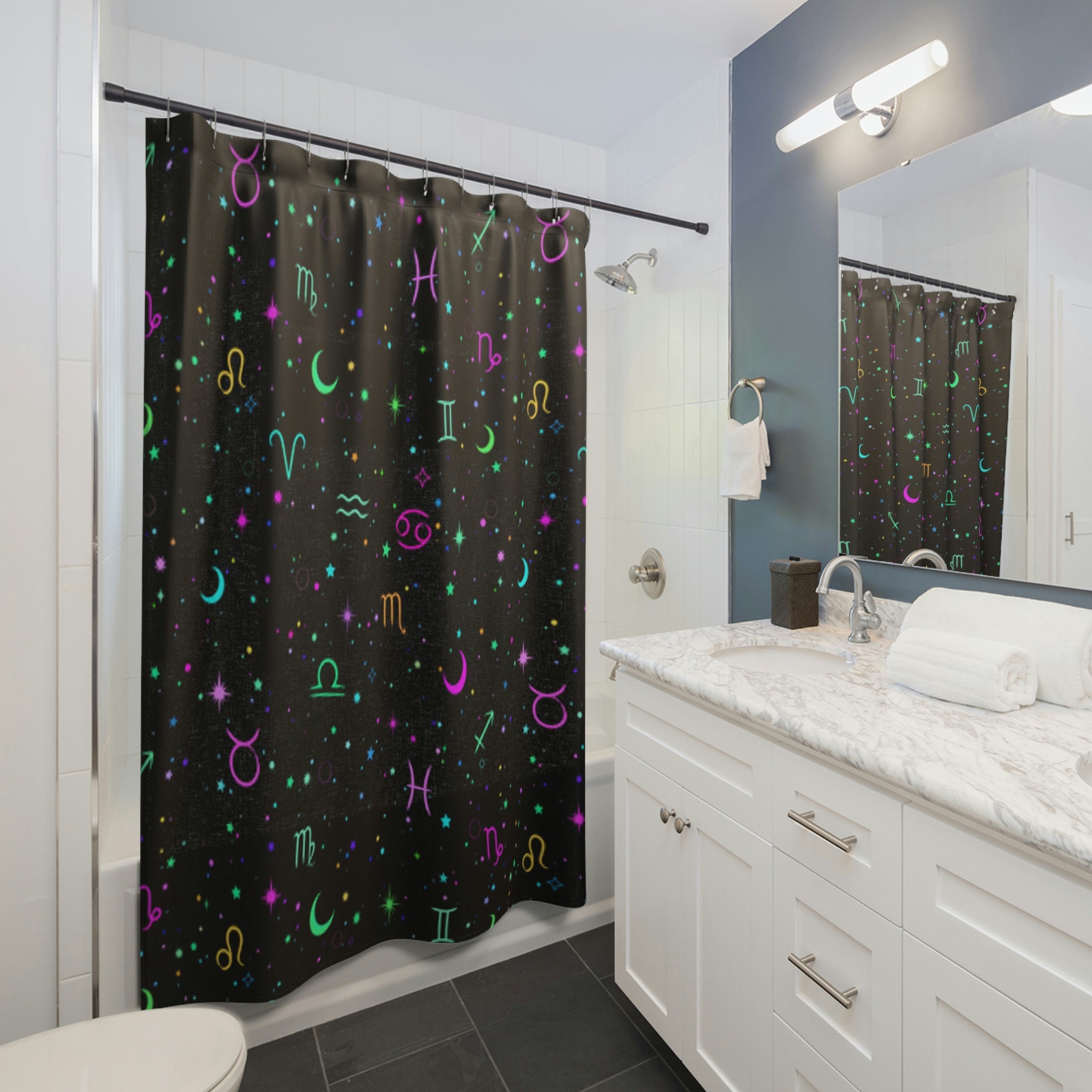 Celestial Shower Curtain - Astrology Bathroom Decor