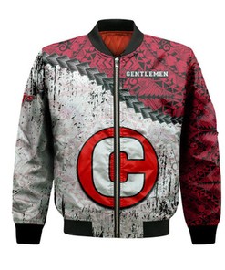 Centenary Gentlemen Bomber Jacket Grunge Polynesian Tattoo- NCAA