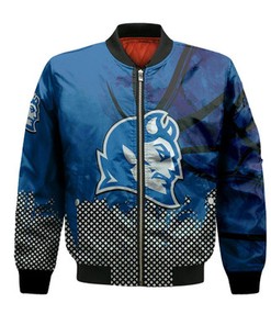 Central Connecticut Blue Devils Bomber Jacket Basketball Net Grunge Pattern- NCAA