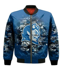 Central Connecticut Blue Devils Bomber Jacket Camouflage Vintage  - NCAA