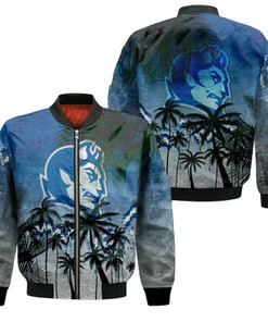 Central Connecticut Blue Devils Bomber Jacket Coconut Tree Tropical Grunge - NCAA