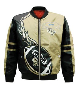 Central Connecticut Blue Devils Bomber Jacket Flame Ball - NCAA