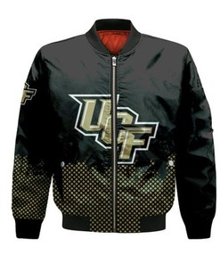 Central Florida Knights Bomber Jacket Basketball Net Grunge Pattern- NCAA