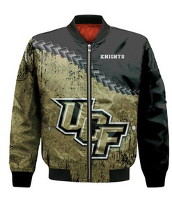 Central Florida Knights Bomber Jacket Grunge Polynesian Tattoo- NCAA