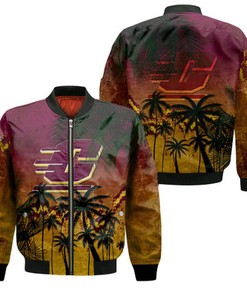 Central Michigan Chippewas Bomber Jacket Coconut Tree Tropical Grunge - NCAA
