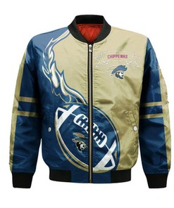 Central Michigan Chippewas Bomber Jacket Flame Ball - NCAA