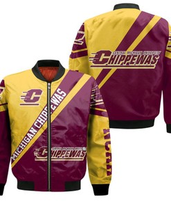 Central Michigan Chippewas Logo Bomber Jacket Cross Style - NCAA