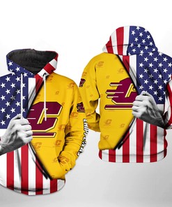 Central Michigan Chippewas NCAA US Flag 3D Printed Hoodie/Zipper Hoodie