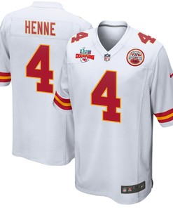 Chad Henne 4 Kansas City Chiefs Super Bowl LVII Champions 3 Stars Men Game Jersey - White