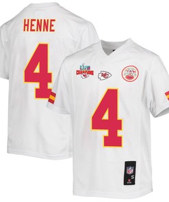 Chad Henne 4 Kansas City Chiefs Super Bowl LVII Champions 3 Stars Youth Game Jersey - White