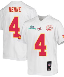 Chad Henne 4 Kansas City Chiefs Super Bowl LVII Champions Youth Game Jersey - White
